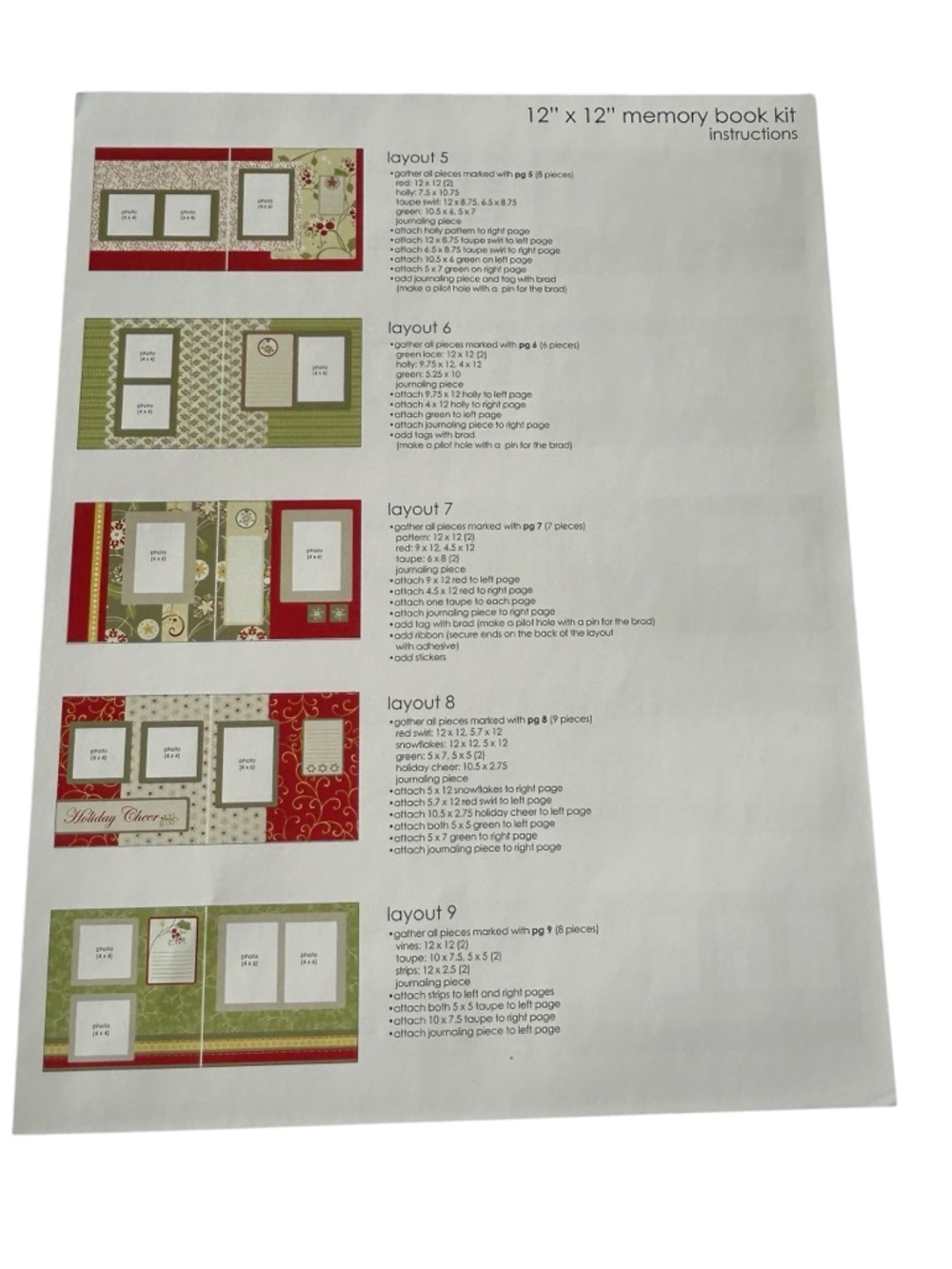 S.E.I. Scrapbook in a Box 12x12 Album Green Red Holly Scrapbooking Kit Holiday - Picture 8 of 16